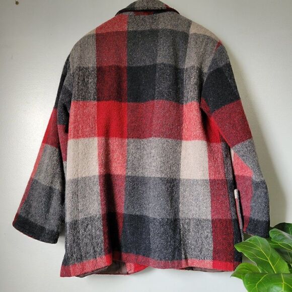 EXCELLENT USED FRENCH COUNTRY EXPRESS PLAID WOOL BLEND LAPEL JACKET COAT SIZE S - Picture 11 of 16